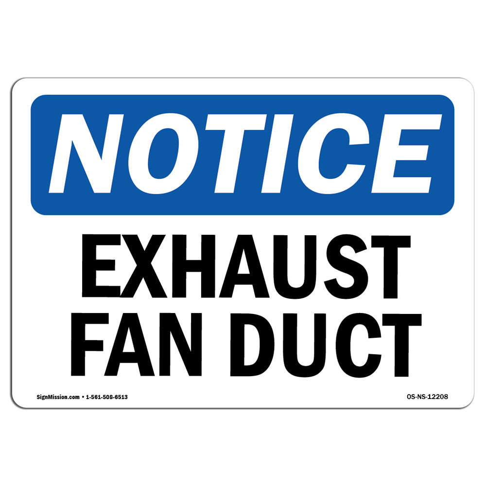 SignMission Exhaust Fan Duct Aluminum Sign 12 x 18 | Wayfair