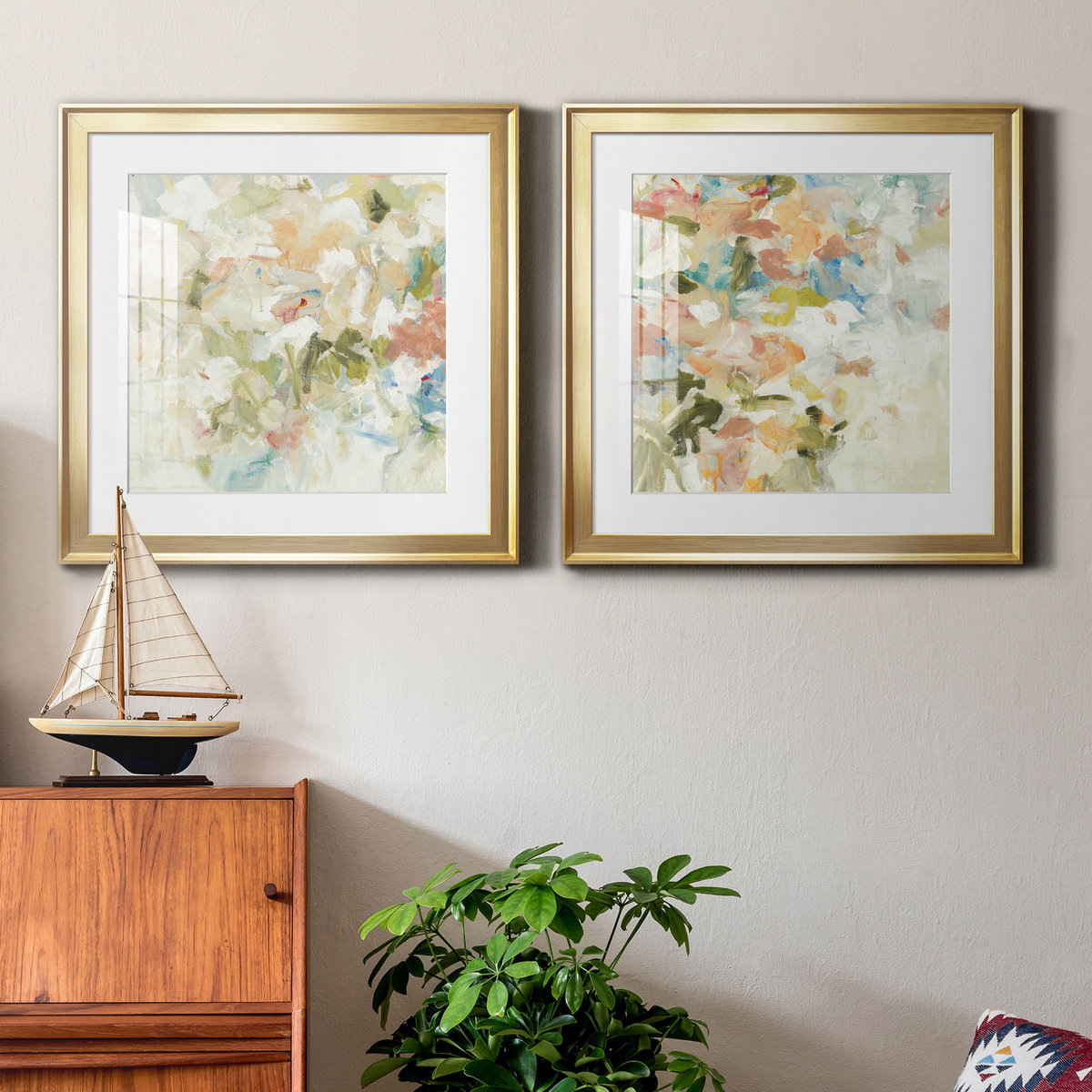 Red Barrel Studio® Floral Blush II - 2 Piece Picture Frame Painting Print Set on Canvas "& Reviews" | Wayfair