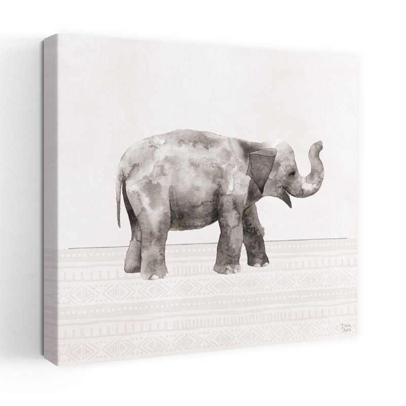 Petits animaux III, art éléphant contemporain, H 18 po x l 18 po