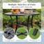 Ensemble de salle à manger de patio 6 pièces 4 fauteuils en rotin et table ronde en métal avec parasol-746054187