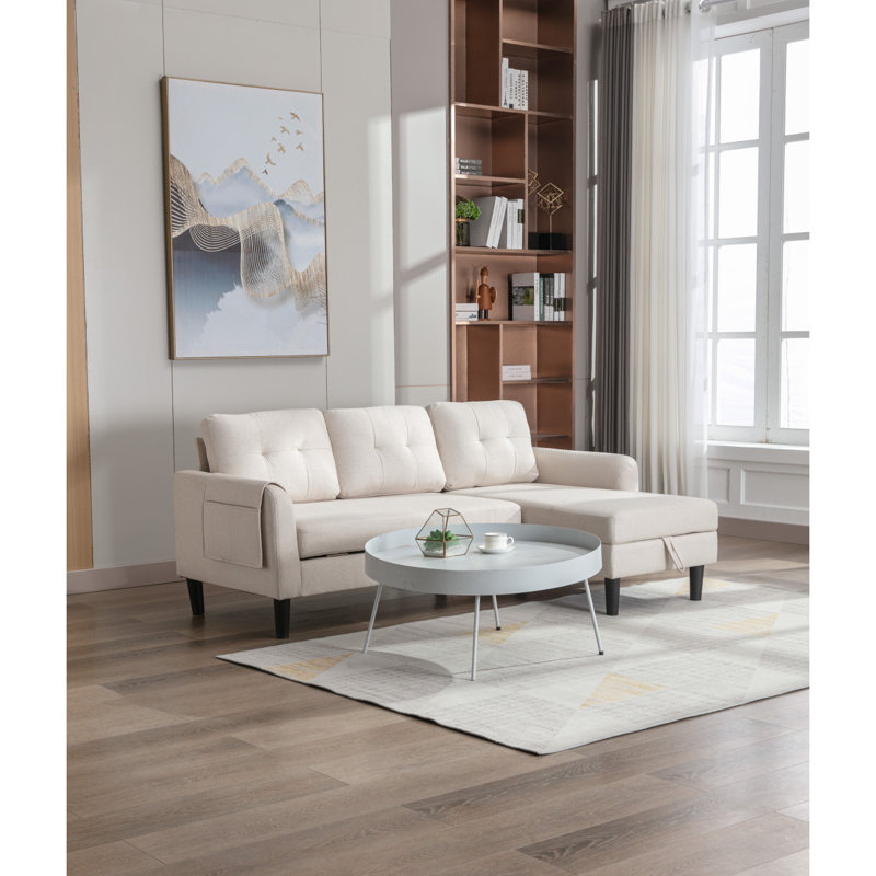Canapé modulaire réversible Modern Canapé modulaire avec méridienne de rangement, Polyester beige