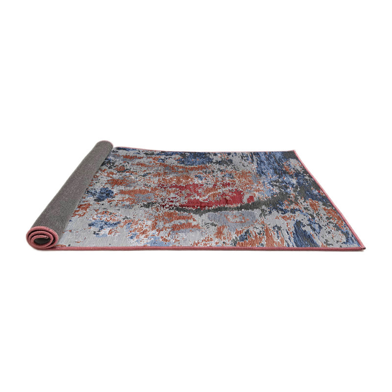 Tapis orange / bleu / gris, Carré 8 pi