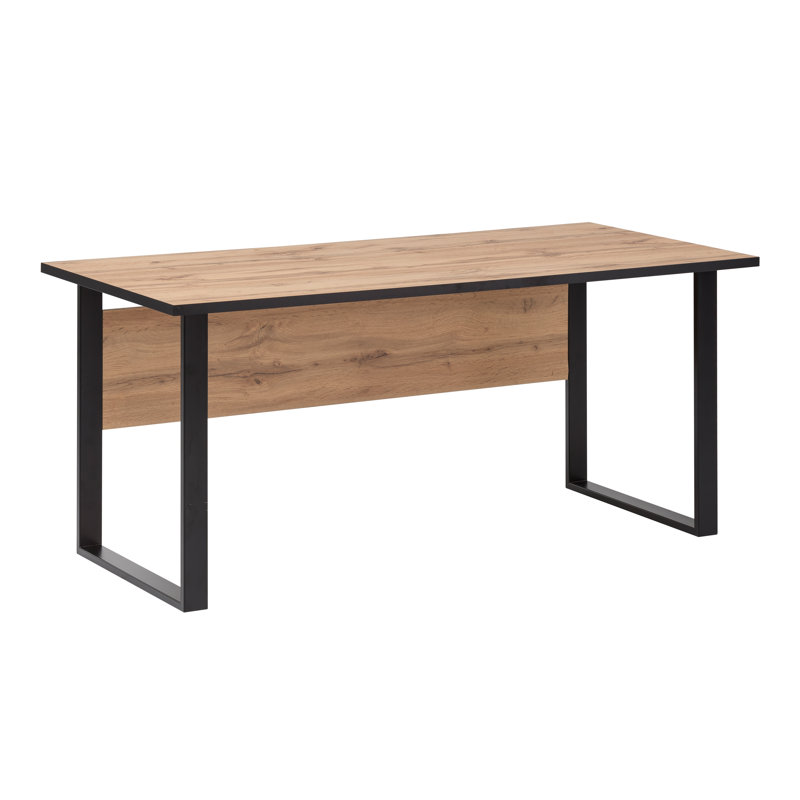 Gregson Metal Base Writing Desk, Brown