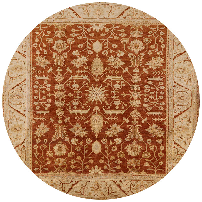 Tapis beige / brun Livistona, Rond 4 pi