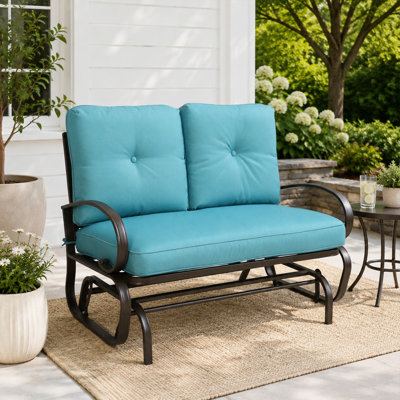 Cozy Patio Glider Bench - Outdoor Rocking Loveseat with Sturdy Frame and Cushion Seats