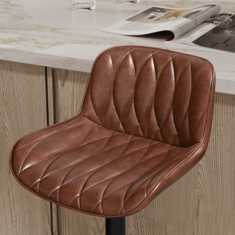Febe Swivel Adjustable Height Bar Stool, Brown