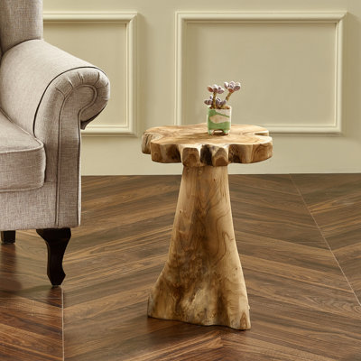 Egremt Solid Wood Top End Table