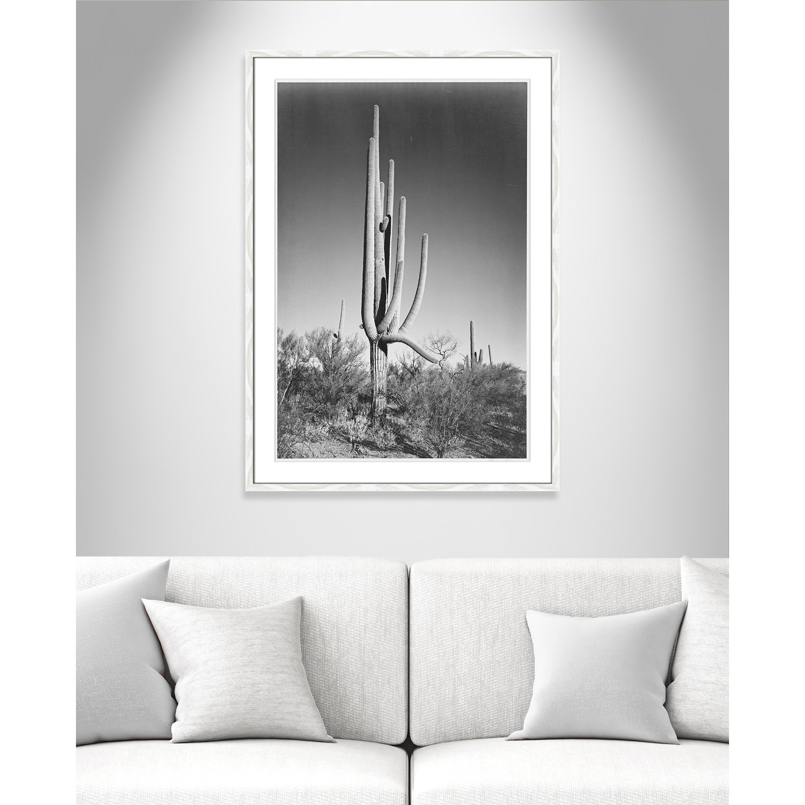 Saguaro National Monument Print by Ansel Adams, 41.5" H x 29.5" W x 0.75" D, White