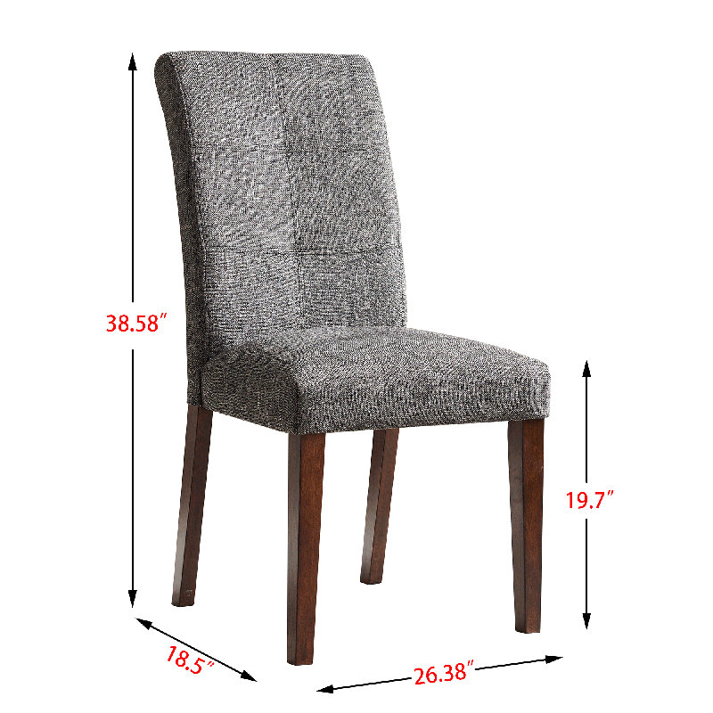 Chaise d'appoint rembourrée en tissu Gursharon, Gris foncé