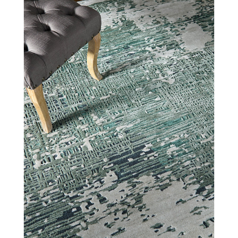 Zarah Hand Tufted Abstract Area Rug, Green, Rectangle 8' x 10'