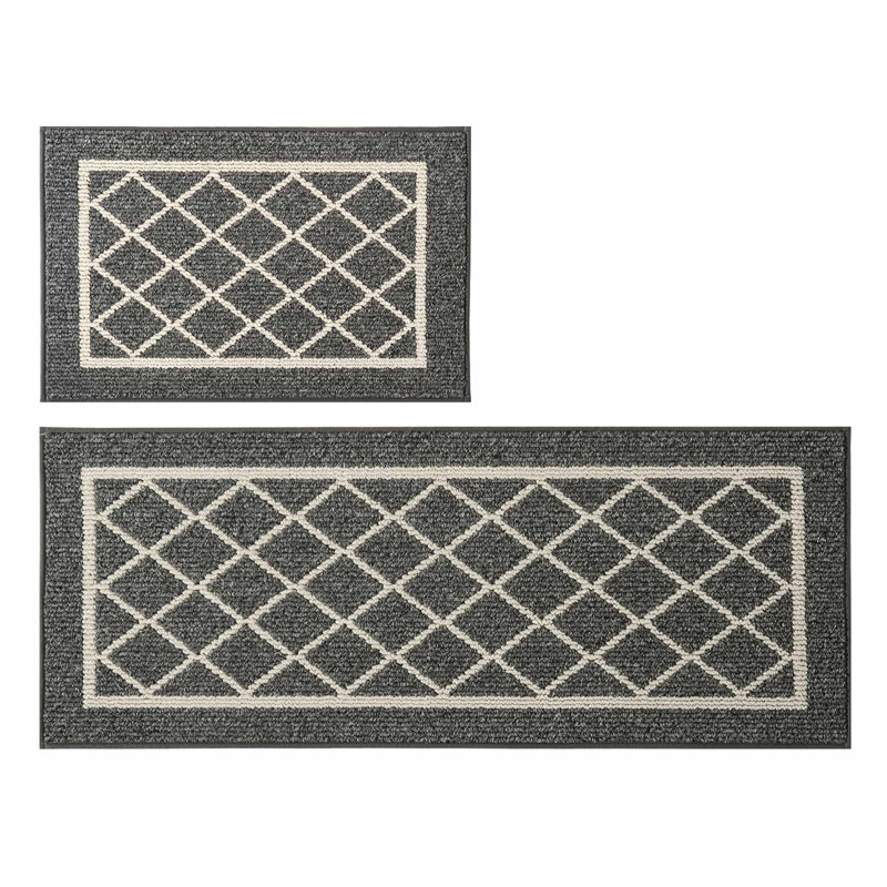 Tapis de cuisine antidérapant et moelleux 2 pièces, Gris, Tapis de couloir 20 po x 48 po