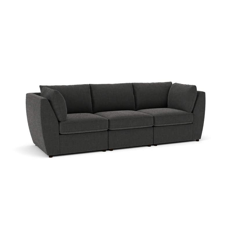Canapé modulaire rembourré 3 pièces Caldwell, Fumée Davis