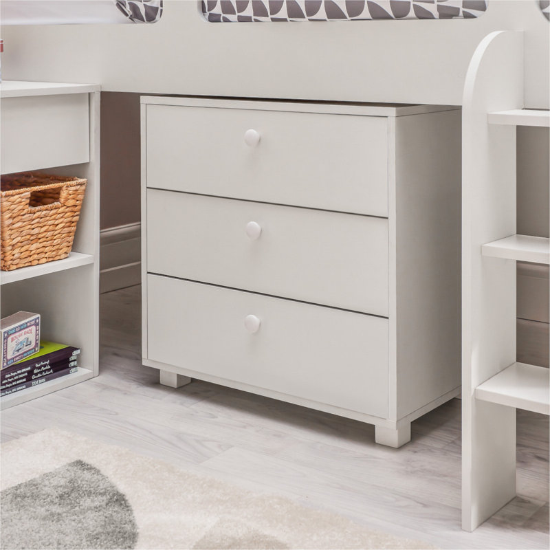 Makena Kids UK Single - Cabin Bed Frame Single Mid Sleeper With Drawers Desk Bookshelf