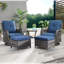 Ensemble de meubles de patio en osier durable avec chaises berçantes pivotantes, repose-pieds et table