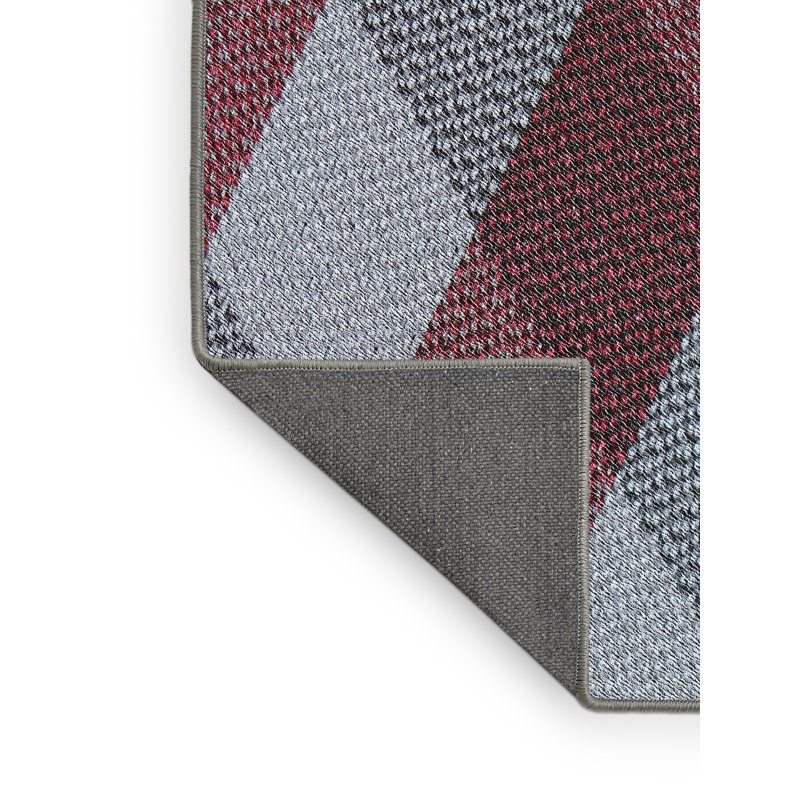 Tapis géométrique tissé à la machine en laine / polyester brun / gris, Rectangle 5 pi x 7 pi