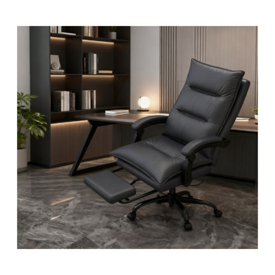 Fauteuil inclinable de direction gris foncé avec repose-pieds réglable et fonction de massage