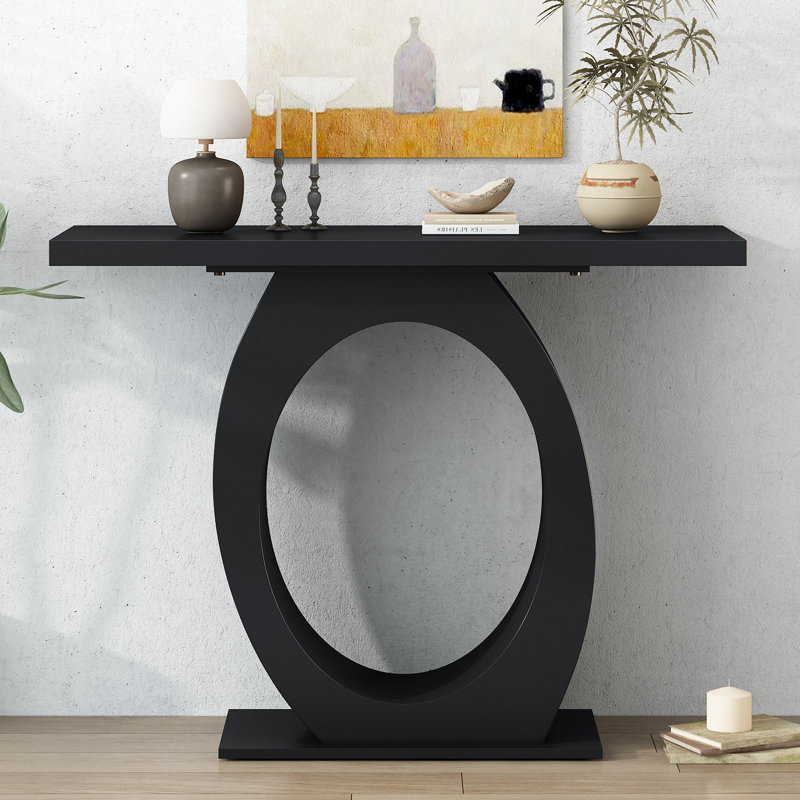 Modern 39.43" Criss-Cross Console Table, Black