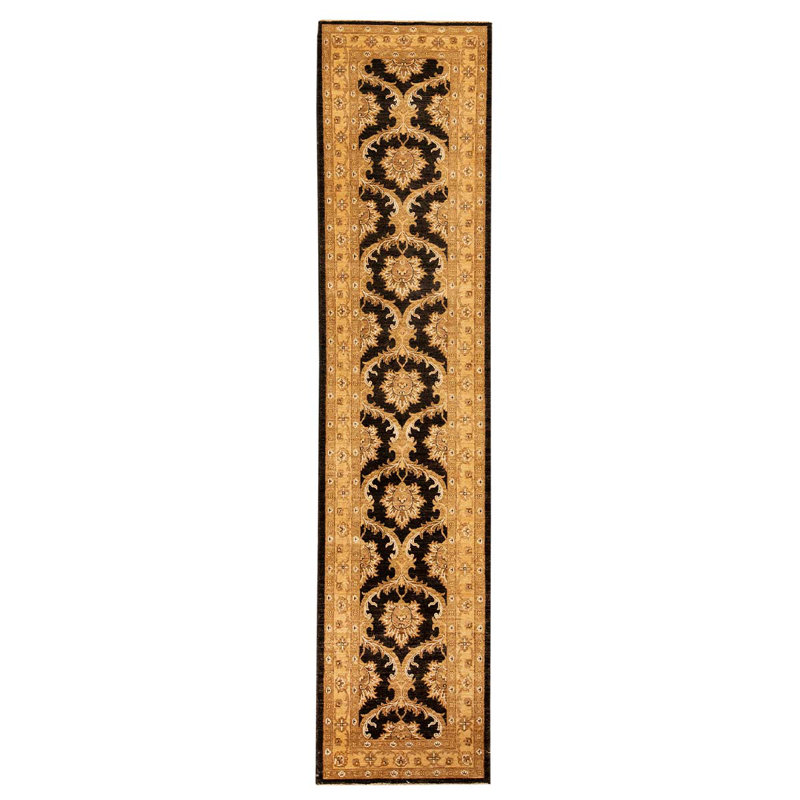 Tapis noir / beige / brun noué à la main de haute qualité
