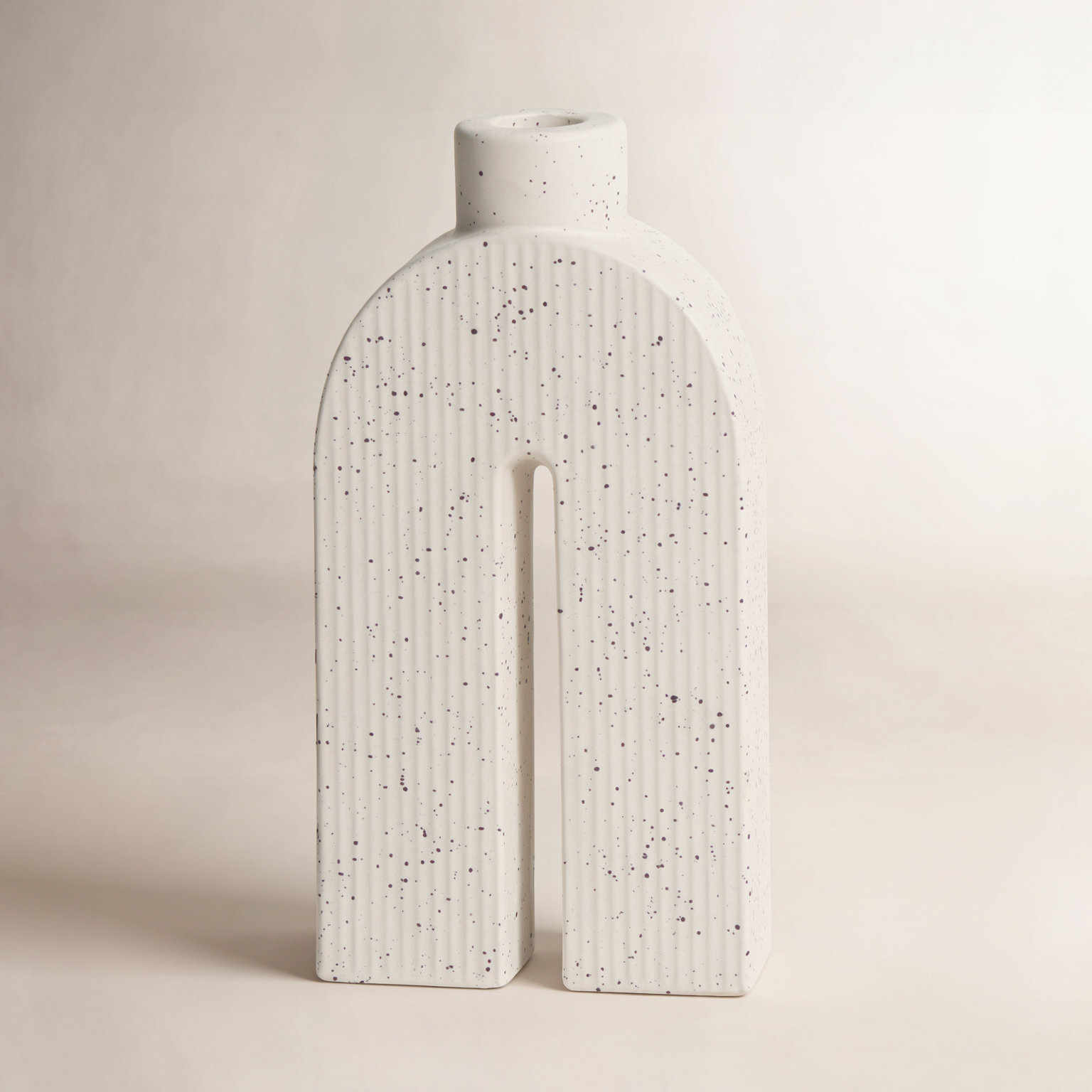 Ceramic Tabletop Candlestick, 9" H x 4.5" W x 2" D