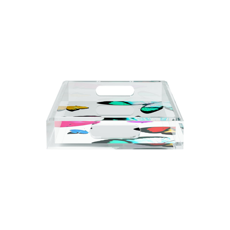 Butterflies Acrylic Rectangle Decorative Tray, 2" H x 12.5" W x 7.75" D, Original