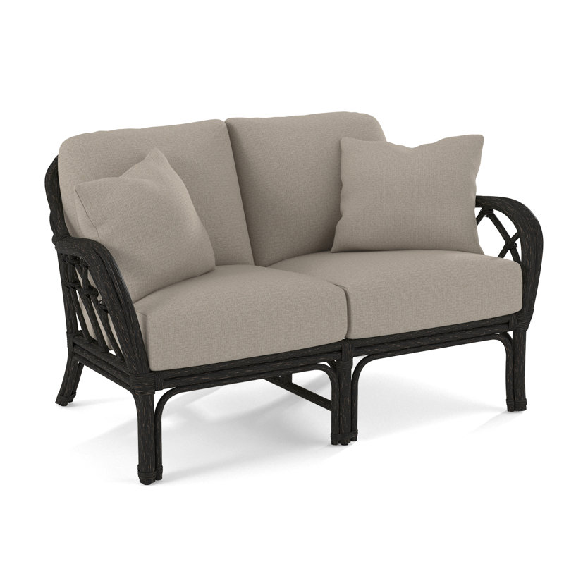Edgewater Upholstered 56'' Loveseat, Beige Performance Fabric; 0851-73, Aged Barrel