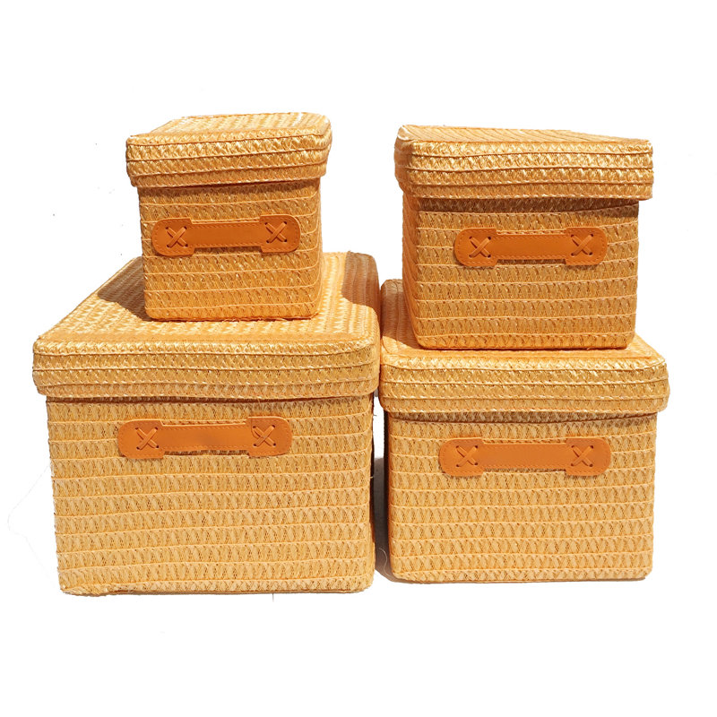 Symple Stuff Fabric Decorative Basket, 18cm H x 27cm W x 21cm D, Light Grey/Light Grey