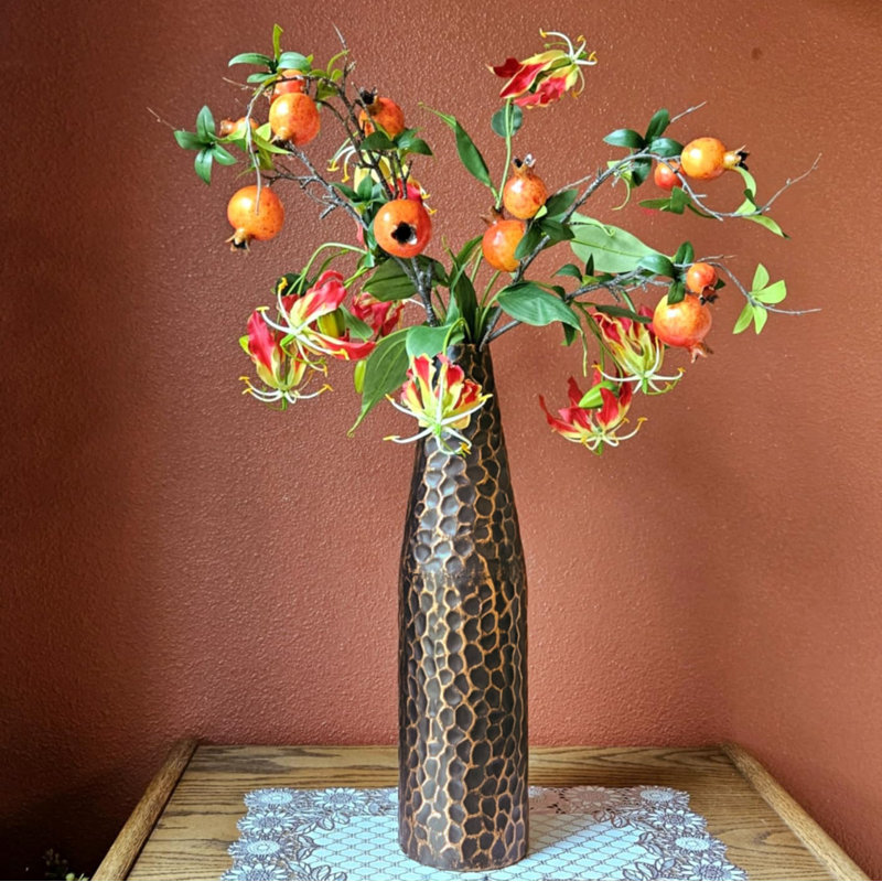 Ajoni Aluminum Table Vase,  Black/Copper
