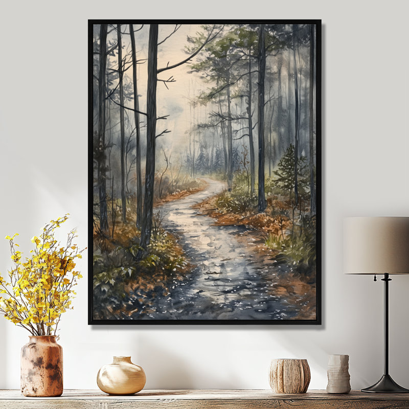 Rainy Forest, art mural, forêt, H 44 po x l 34 po, Cadre flottant noir
