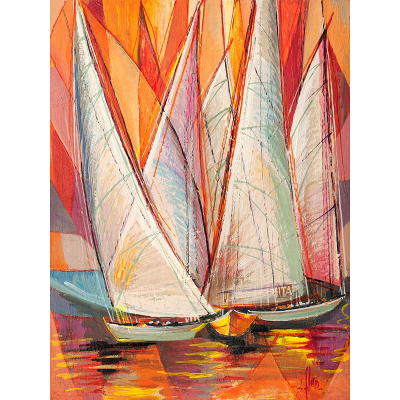 Sails At Dawn by Luigi Florio - Wrapped Canvas Painting, 80cm H x 60cm W x 4cm D