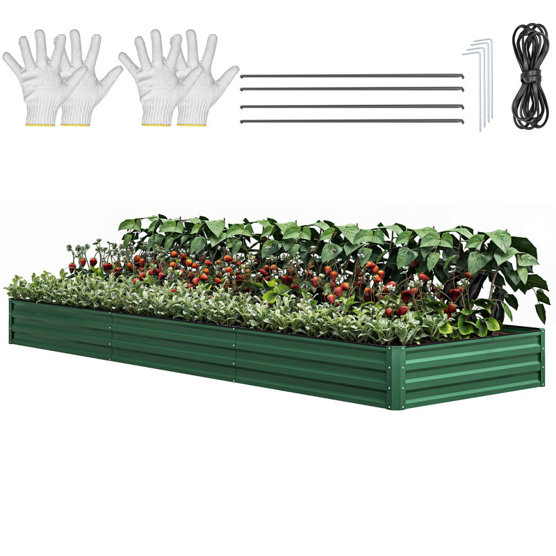  Lit de jardin surélevé en métal vert, H 12 po x l 144 po x P 48 po