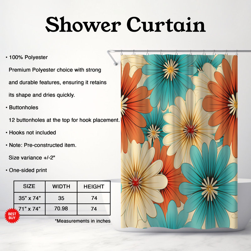 Boho Petal Symphony - Premium Shower Curtain, 74"H x 71"W
