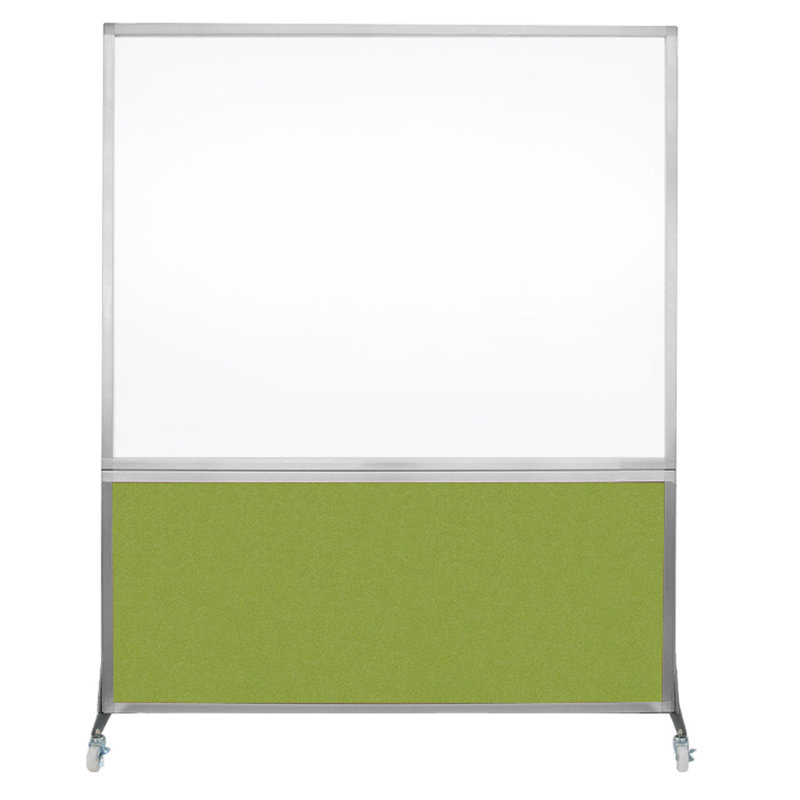 Tableau blanc mobile 6 'de haut DivideWrite, Vert lime, H 72 po x l 60 po, Argent