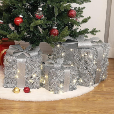 Ensemble de 3 boîtes-cadeaux de Noël illuminées, boîtes-cadeaux avec 60 lumières DEL chaudes