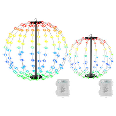 Boule de Noël 12 pouces et 16 pouces avec télécommande, lumières sphériques suspendues à piles avec 8 modes et minuterie pour la décoration des Fêtes