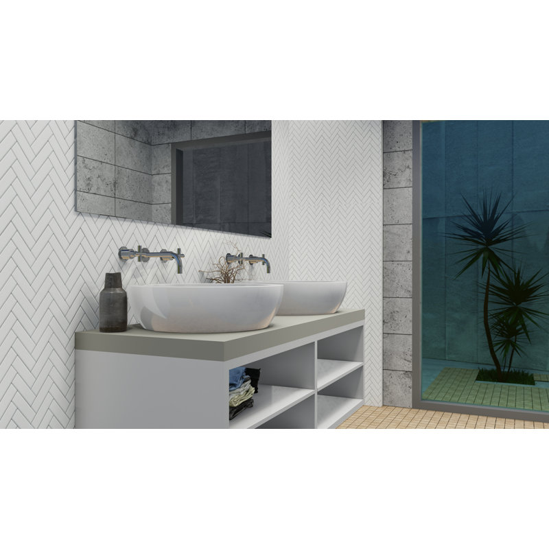 Thassos Herringbone Mosaic Tile 1x4 Polished