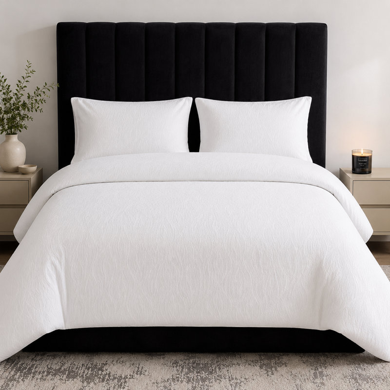 Ensemble de literie pour lit simple en coton égyptien à densité de tissage 600 fils Domestique avec housse de couette, drap-housse profond et housse (s) d'oreiller - Hotel Collection