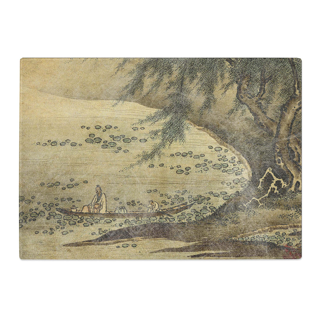 Tempered Glass Appreciating Lotuses by Kano Masanobu Chopping Board