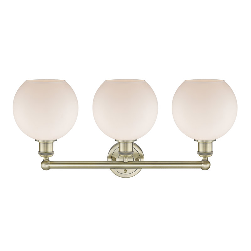 Ellington 3 - Light Dimmable Vanity Light, Matte White, Antique Brass