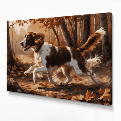 Dogs Welsh Springer Spaniel Black Canvas Wall Art