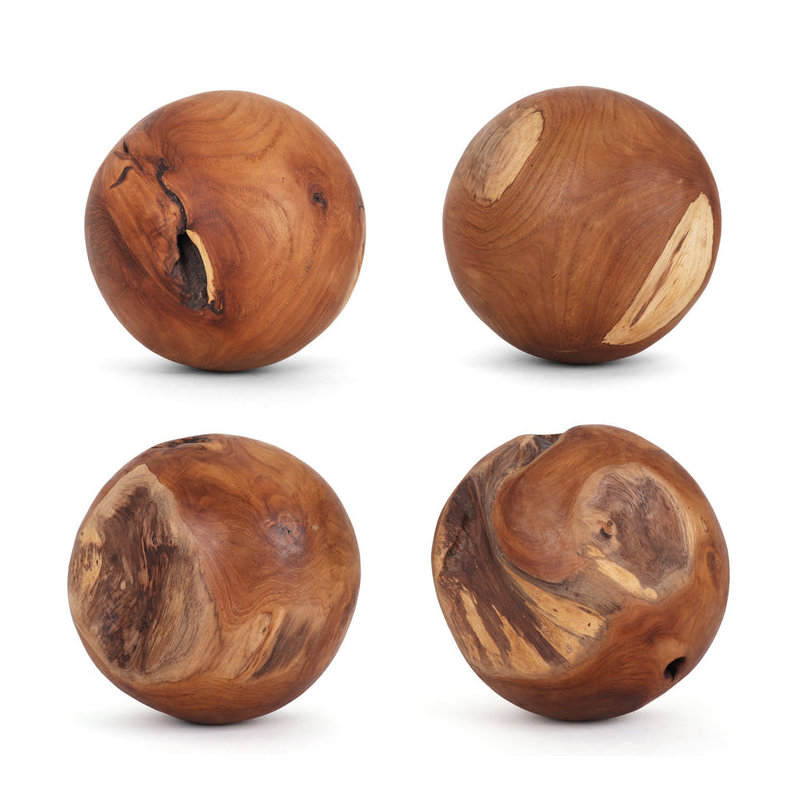Boule décorative en teck 10 po - paquet de 2
