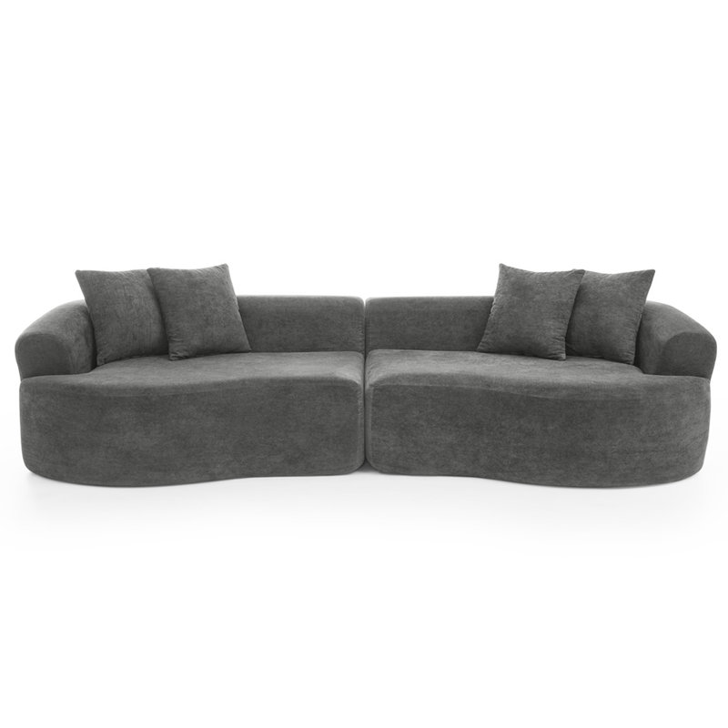 4 places courbées, design minimaliste, coussins moelleux, sièges gris foncé faciles à nettoyer, fermeture à glissière lisse dissimulée, maison