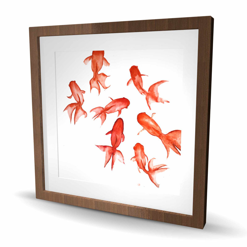 Poissons rouges - impression matte encadrée minimaliste pour la décoration intérieure, H 24 po x l 24 po