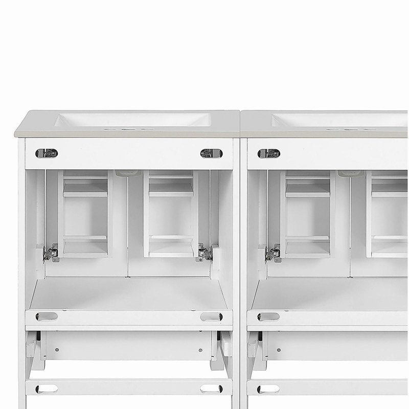 48-Inch Bathroom Vanity with Integrated Undermount Sink, Storage Cabinet, Soft-Close Doors, Divided Drawer, and Double-Layer Door Shelf for Versatile Storage