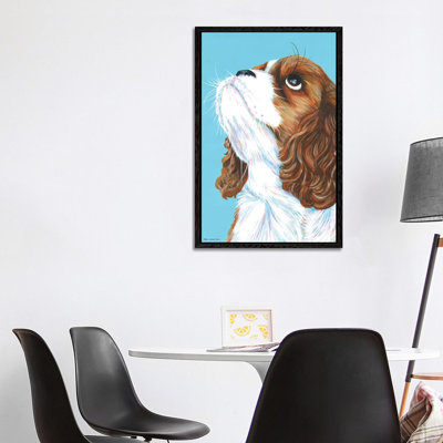 King Charles Cavalier On Aqua by Kirstin Wood - Painting on Canvas