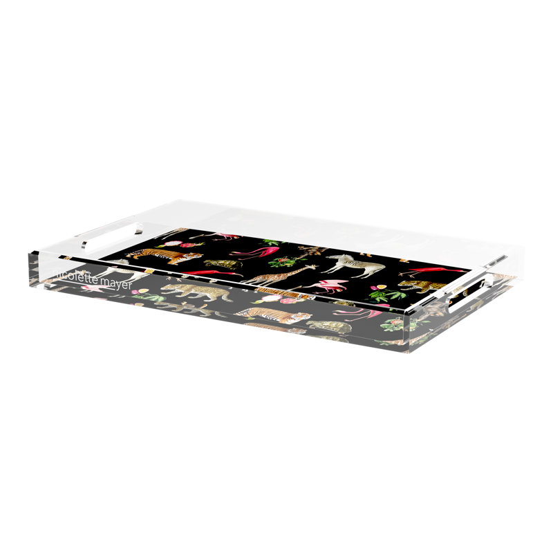 Exotix Acrylic Rectangle Decorative Tray, Black, 2" H x 22.5" W x 14.5" D