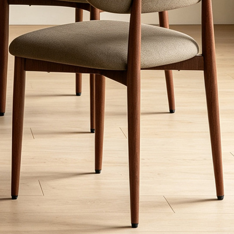 Ensemble de 4 chaises rembourrées de salle à manger modernes, ensemble de tissu à dossier incurvé, Chenille Brown