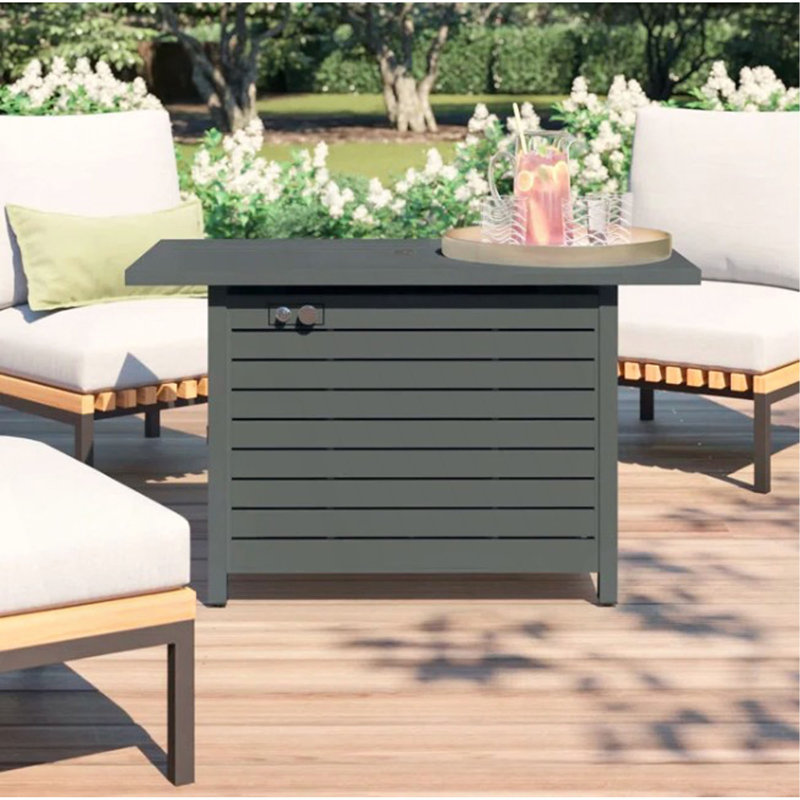 Table de foyer d'extérieur avec couvercle 25 H x 42 W (gris)