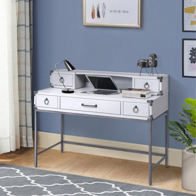 Bureau d'écriture gris et gris acier