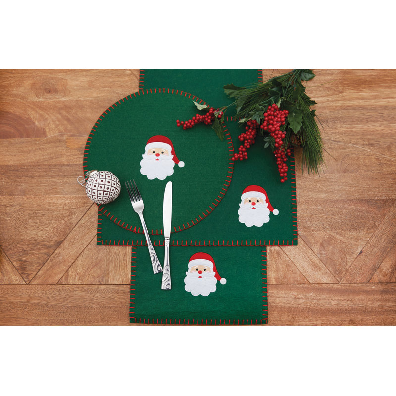 Ensemble de 6 napperons ronds en feutre Santa