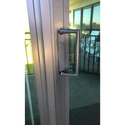9" CGI / PGT Sliding Glass Patio Door Surface Mount Handle + Thumb Latch Lever, Screws, And Keepers - 4-15/16" Hole Spacing